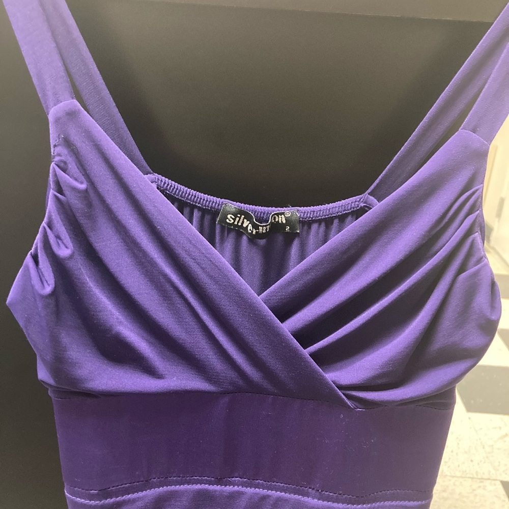 Purple pleated party dress by Silver Moon